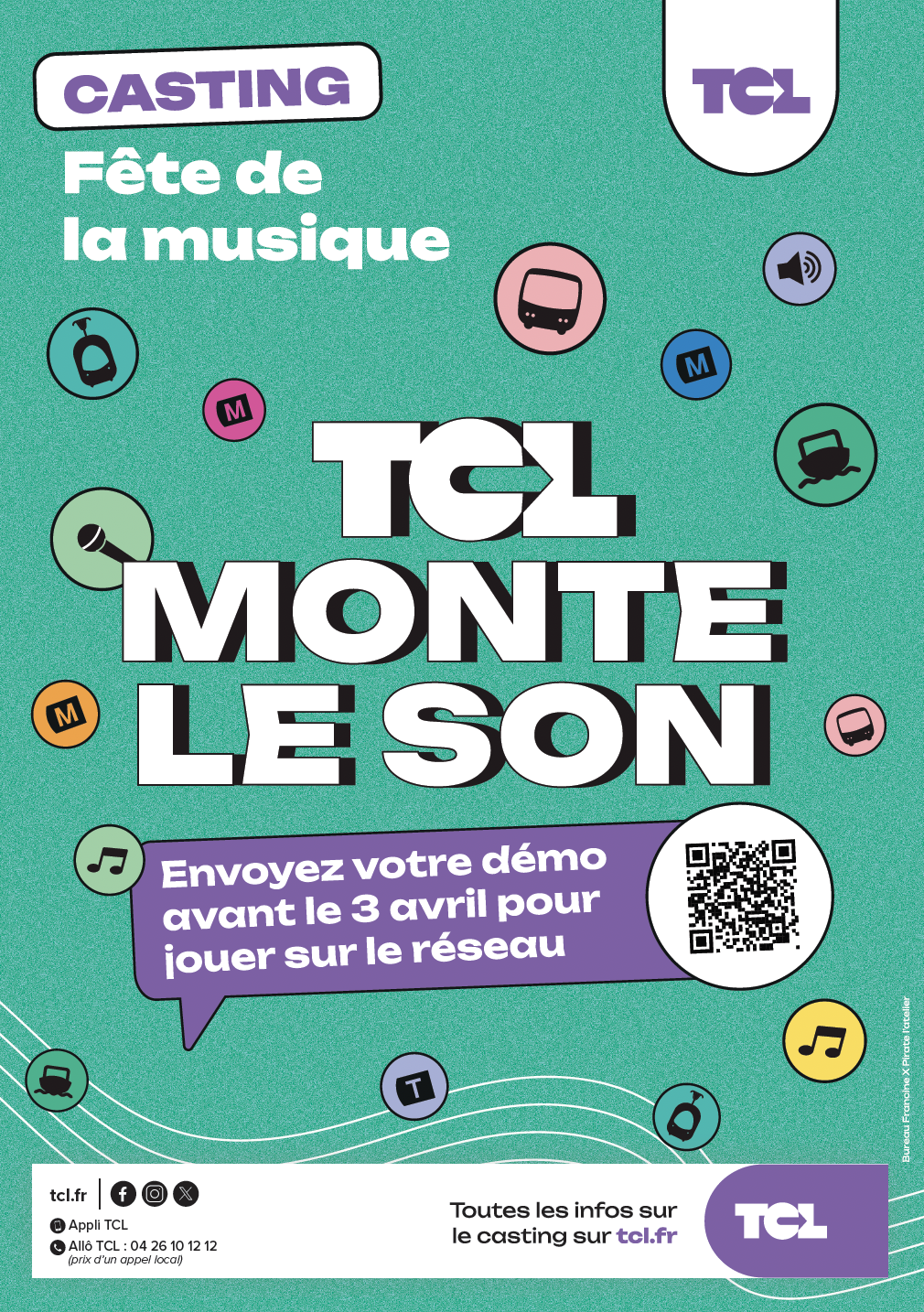Affiche "TCL monte le son" pour promouvoir l'ouverture du casting de la Fête de la musique 2026 sur le réseau