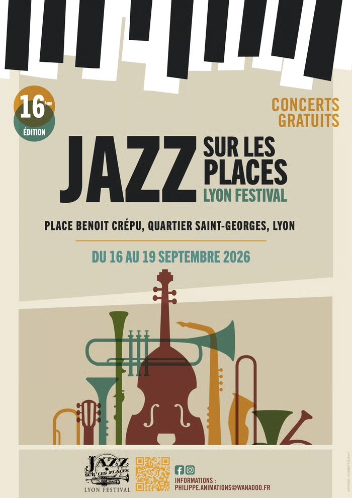 Affiche promotionnelle de Jazz sur les places, un Festival de musique gratuit dans la ville de Lyon